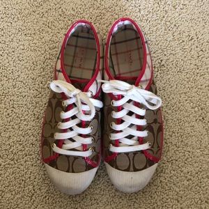Coach Zorra sneakers logo monogram pink brown